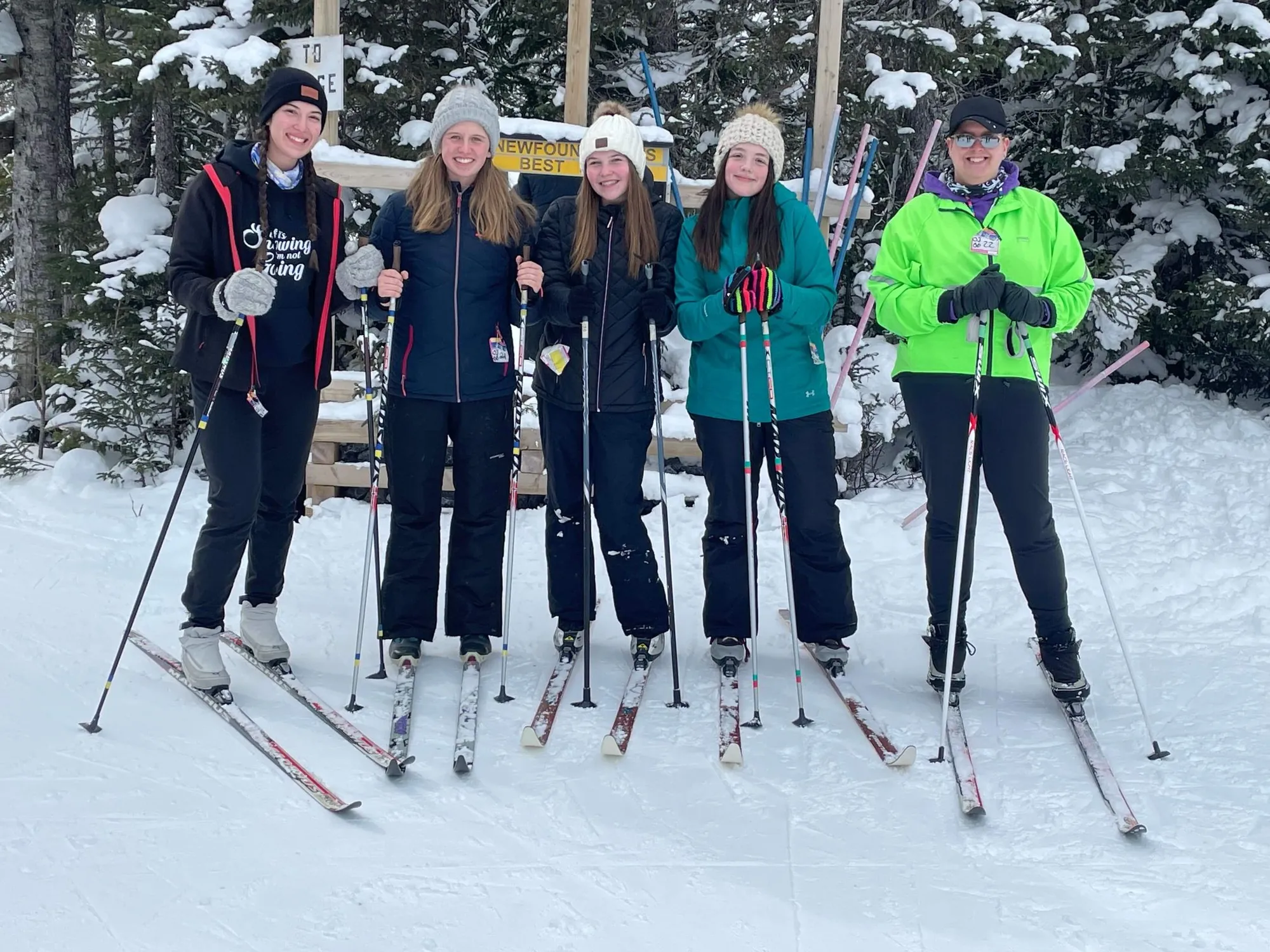 Students cross-country skiing